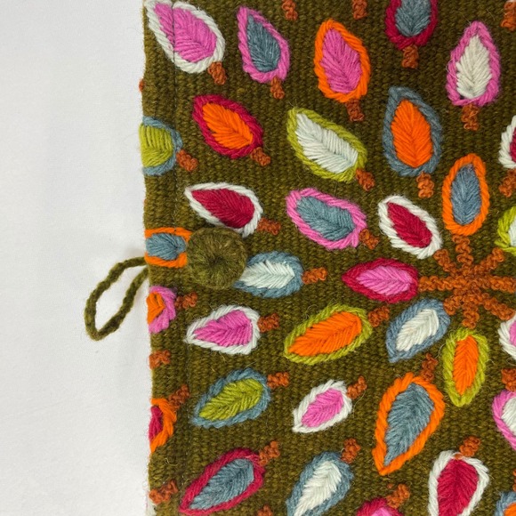 Jenny Krauss Embroidered Wool Pouch Bag Multicolored Boho Tribal - Picture 7 of 7
